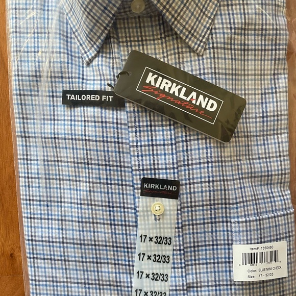 NWT Kirkland signature mens tailored button up dress shirt 17 x 32/33 - Picture 4 of 4